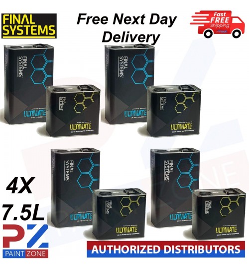 4X FINAL SYSTEMS ULTIMATE CLEARCOAT LACQUER WITH SUPER RAPID HARDENER 7.5LTR KIT